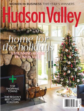 Screenshot of the cover of Hudson Valley Magazine's December 2022 edition.  Headline "Home for the holidays"